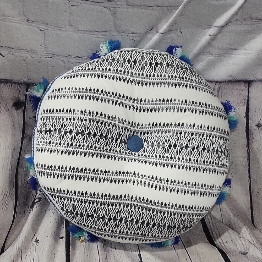 Bohemian Black and White Round Cushion
